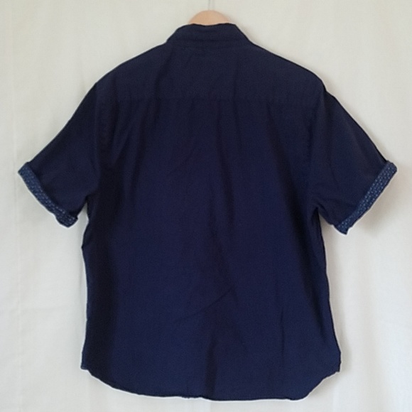 Eighth Avenue Retro Blue Button Down Shirt Red Constrast - Picture 3 of 5